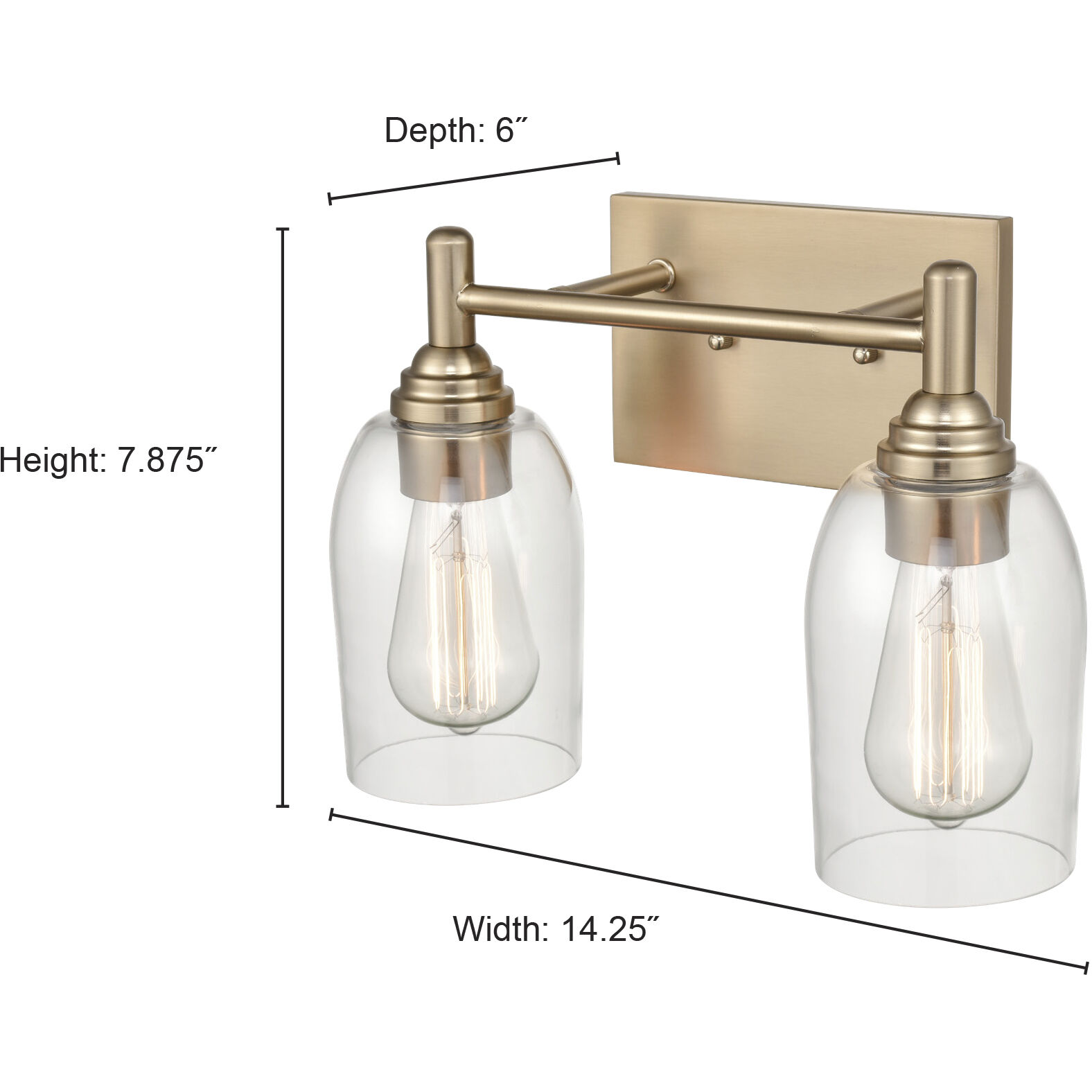 Arlett 2 Light 13.25 inch Modern Gold Bathroom Vanity Light Wall Light